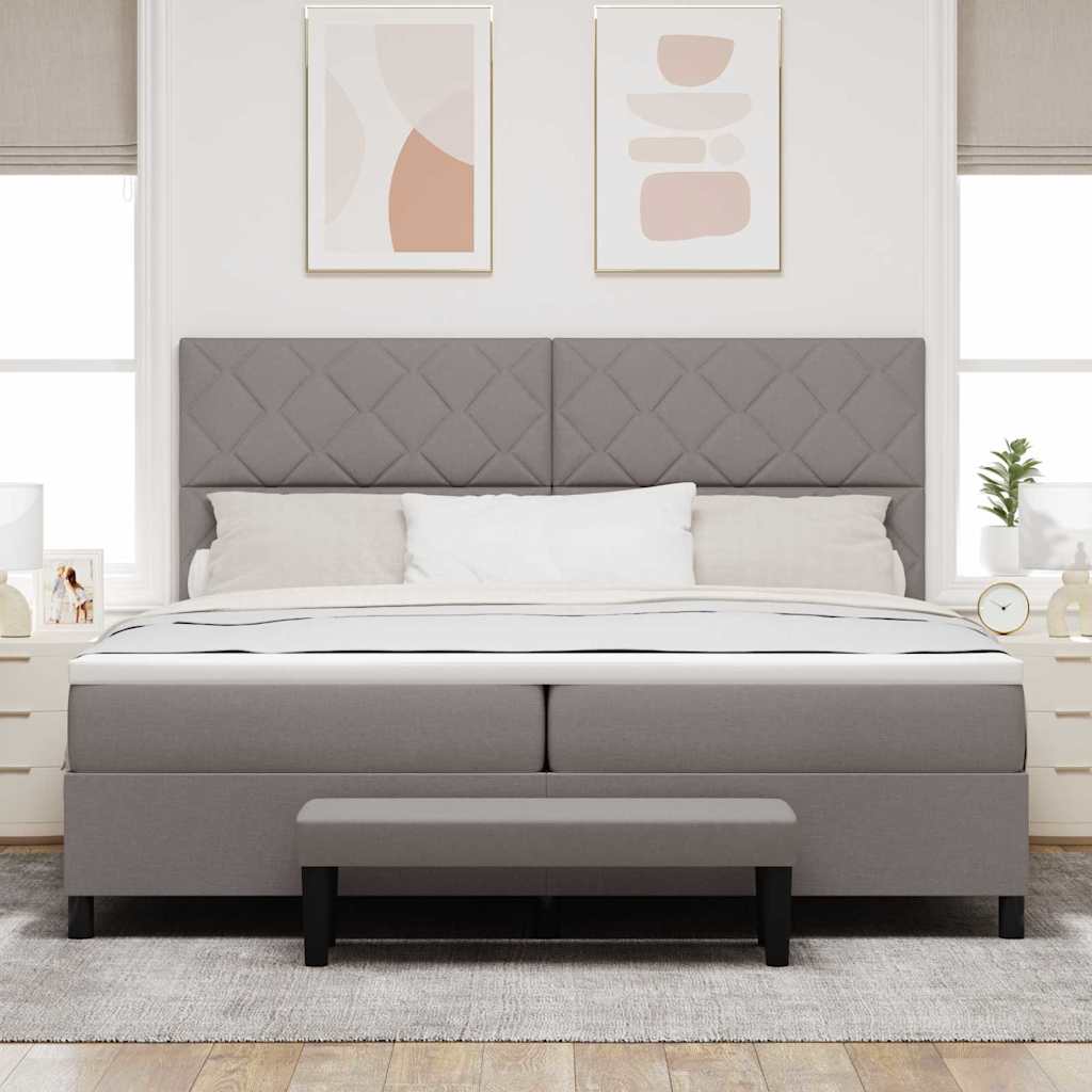 vidaXL Κρεβάτι με ελατήρια με κεφαλάρι Taupe 200 x 200 cm ύφασμα