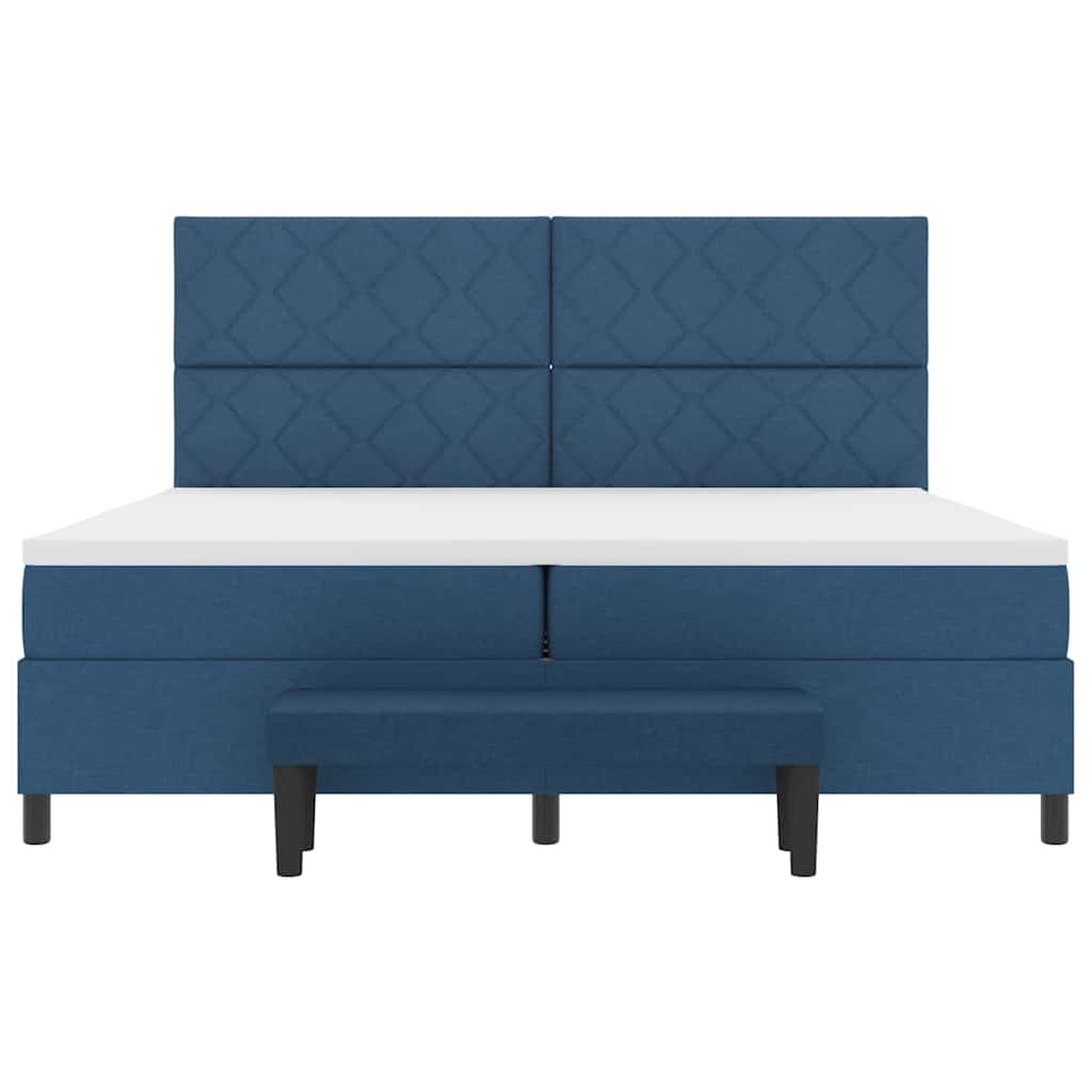 vidaXL Κρεβάτι με ελατήρια με στρώμα Μπλε 200 x 200 cm ύφασμα