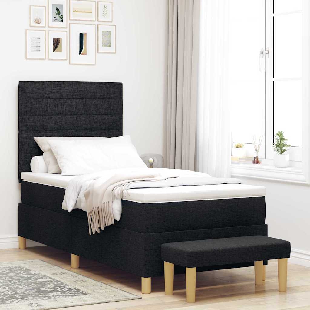vidaXL Κρεβάτι με ελατήρια με στρώμα Μαύρο 90 x 190 cm ύφασμα