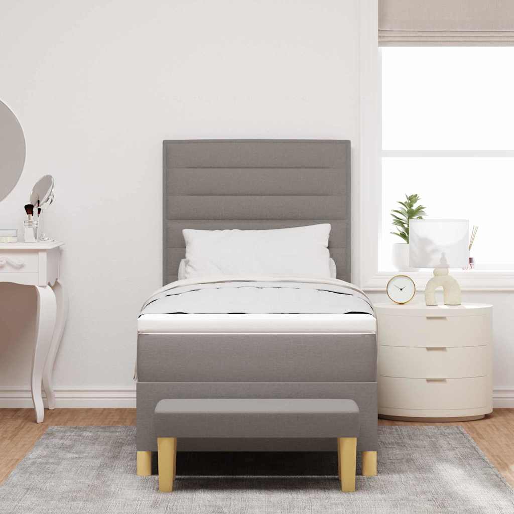 vidaXL Κρεβάτι με ελατήρια με κεφαλάρι Taupe 200 x 90 εκ. ύφασμα