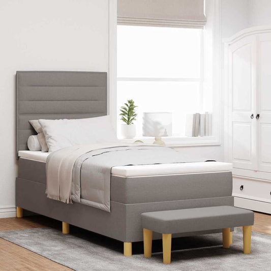 vidaXL Κρεβάτι με ελατήρια με κεφαλάρι Taupe 200 x 90 εκ. ύφασμα