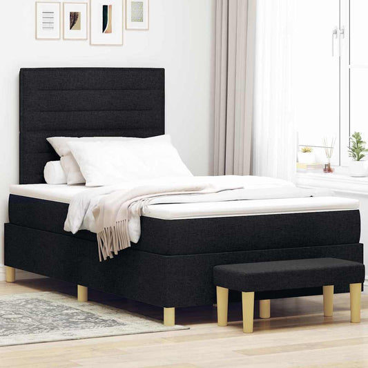 vidaXL Κρεβάτι με ελατήρια με κεφαλάρι Μαύρο 200 x 120 εκατοστά ύφασμα