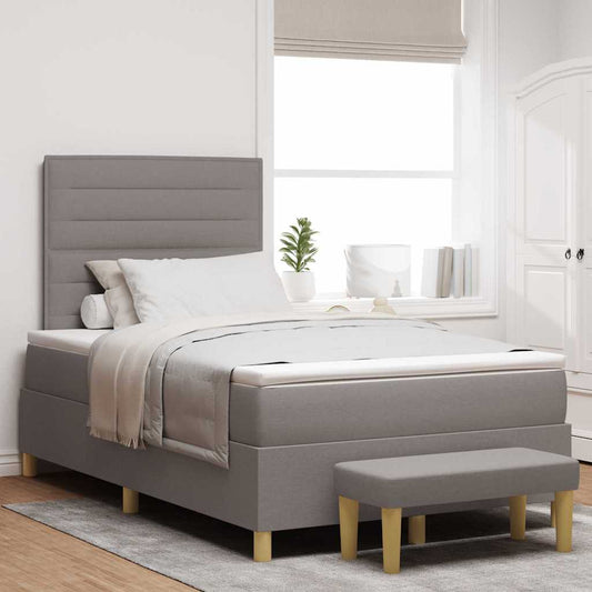 vidaXL Κρεβάτι με ελατήρια με κεφαλάρι Taupe 200 x 120 εκατοστά ύφασμα