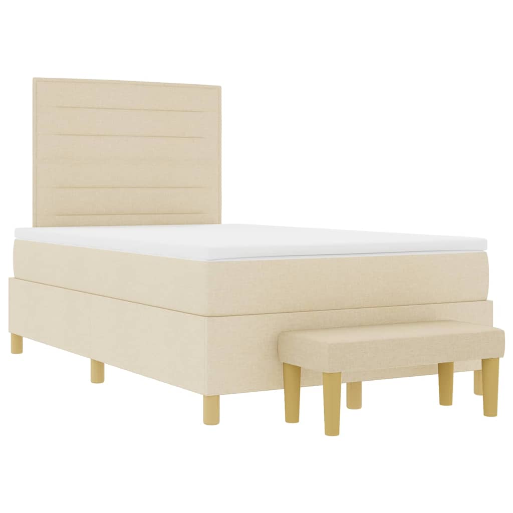 vidaXL Κρεβάτι με ελατήρια με στρώμα Κρεμ 120 x 200 cm ύφασμα