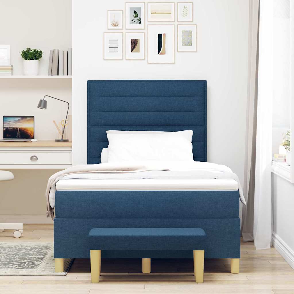 vidaXL Κρεβάτι με ελατήρια με κεφαλάρι Μπλε 200 x 120 εκατοστά ύφασμα