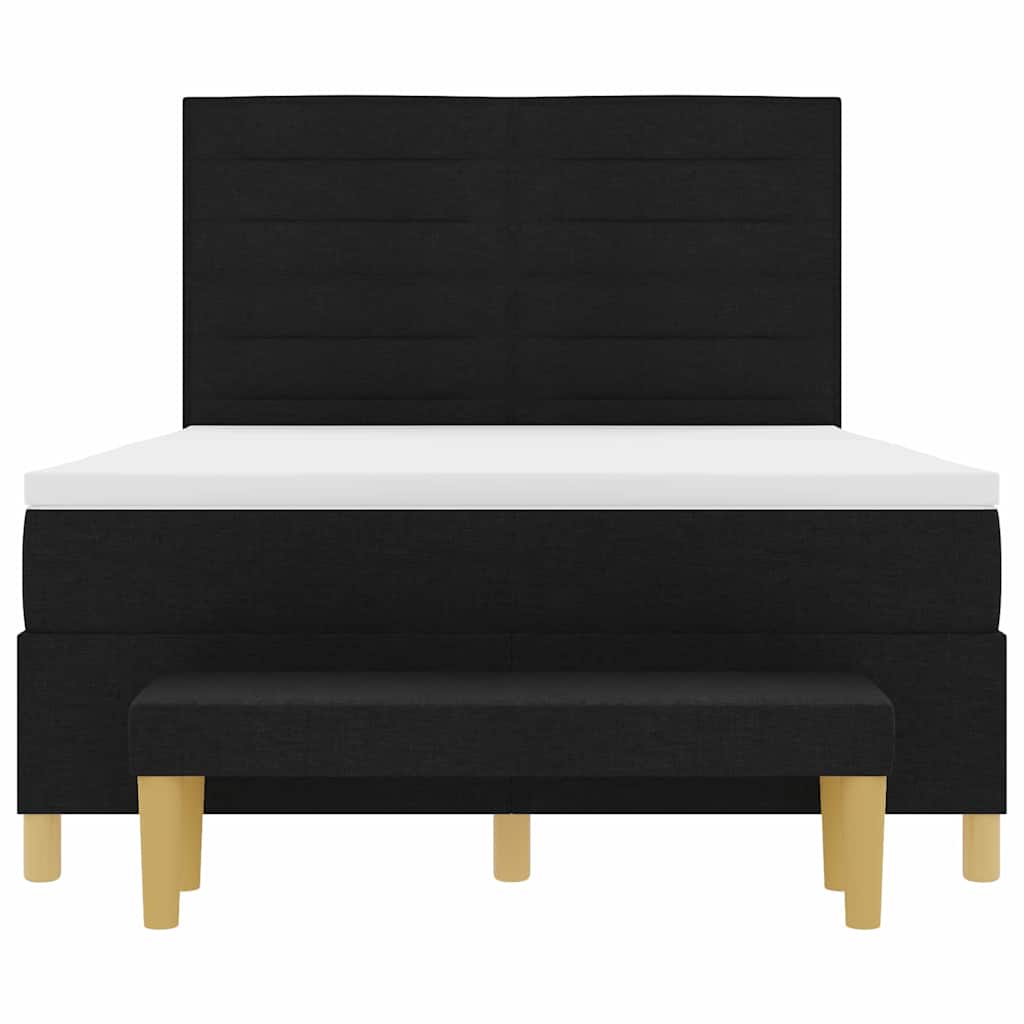 vidaXL Κρεβάτι με ελατήρια με στρώμα Μαύρο 140 x 190 cm ύφασμα