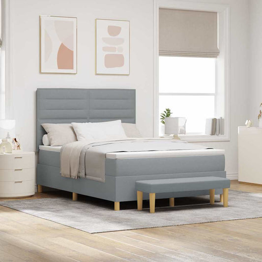 vidaXL Κρεβάτι με ελατήρια Ανοιχτό γκρι 200 x 140 cm ύφασμα