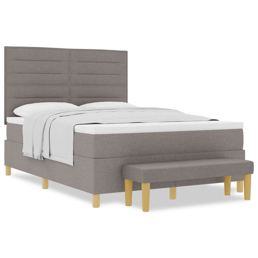 vidaXL Κρεβάτι με ελατήρια με κεφαλάρι Taupe 200 x 140 cm ύφασμα