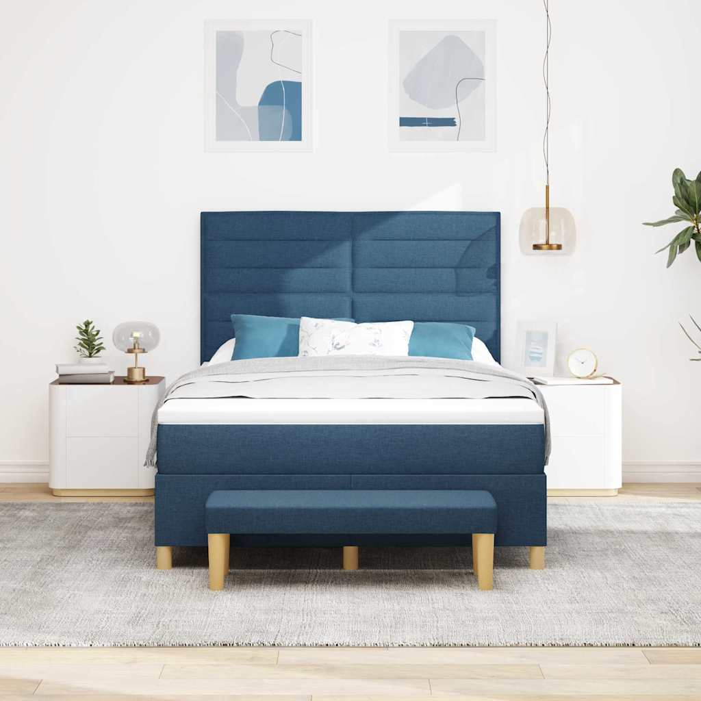 vidaXL Κρεβάτι με ελατήρια με κεφαλάρι Μπλε 200 x 140 cm ύφασμα