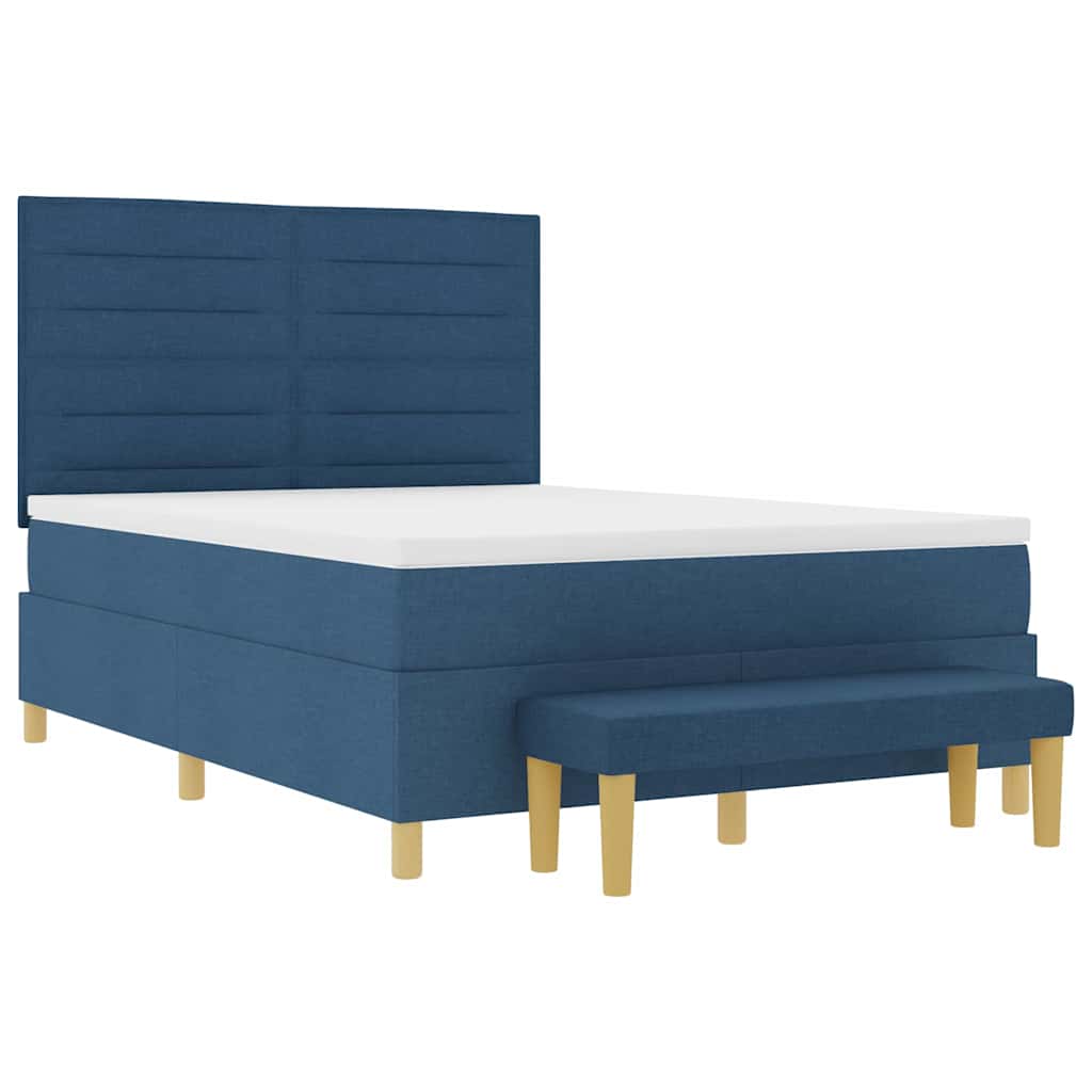 vidaXL Κρεβάτι με ελατήρια με κεφαλάρι Μπλε 200 x 140 cm ύφασμα