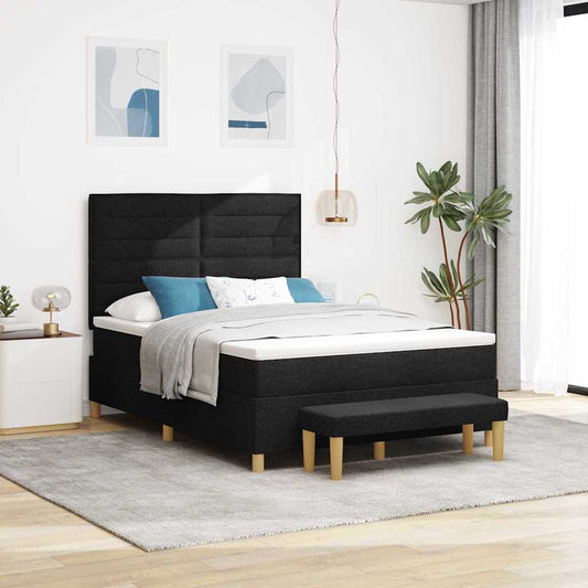 vidaXL Κρεβάτι με ελατήρια με κεφαλάρι Μαύρο 200 x 160 εκατοστά ύφασμα