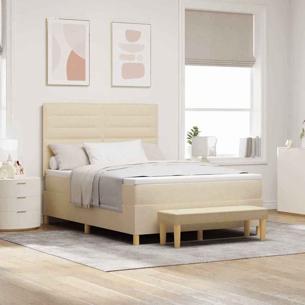 vidaXL Κρεβάτι με ελατήρια με κεφαλάρι Κρεμ 200 x 160 εκατοστά ύφασμα