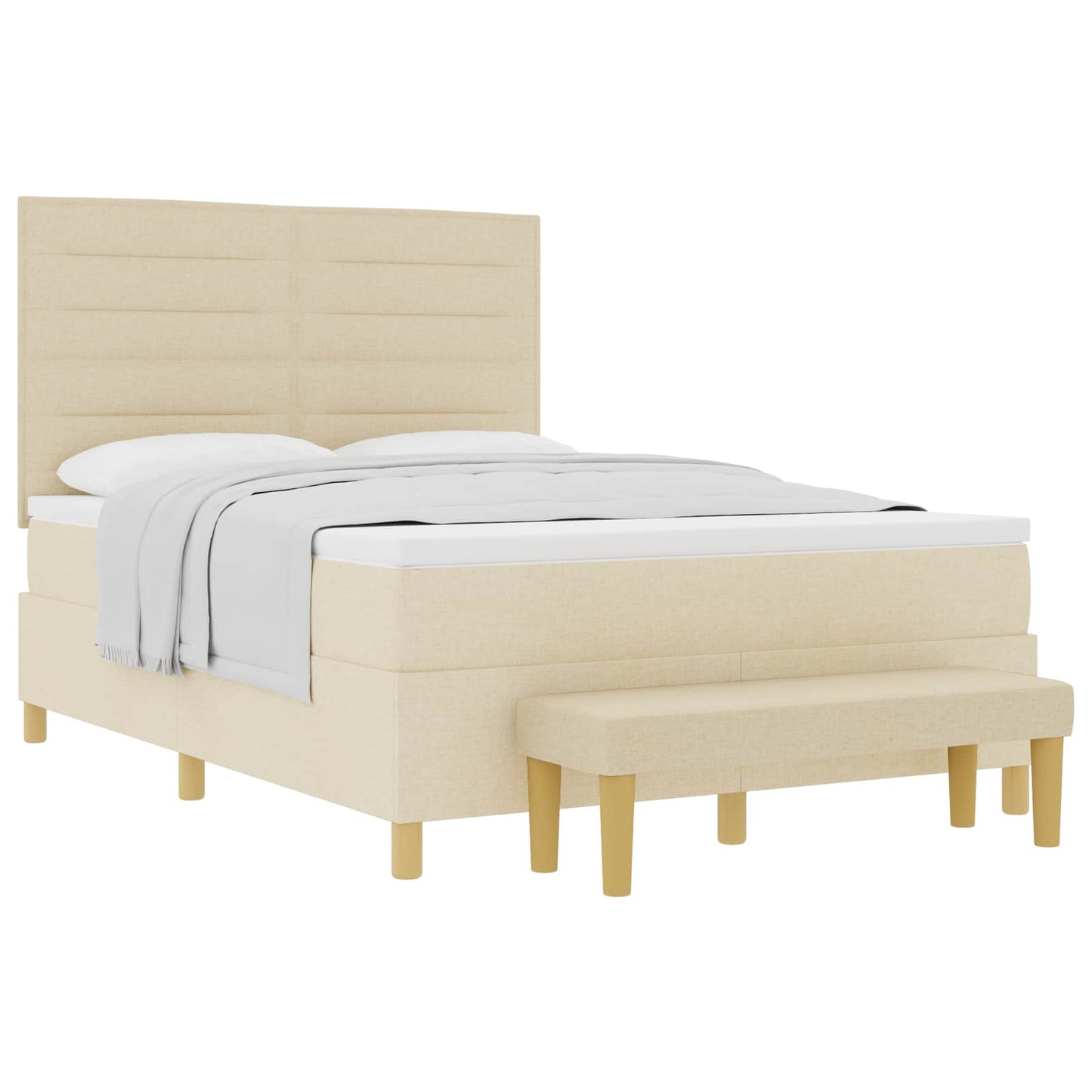 vidaXL Κρεβάτι με ελατήρια με κεφαλάρι Κρεμ 200 x 160 εκατοστά ύφασμα