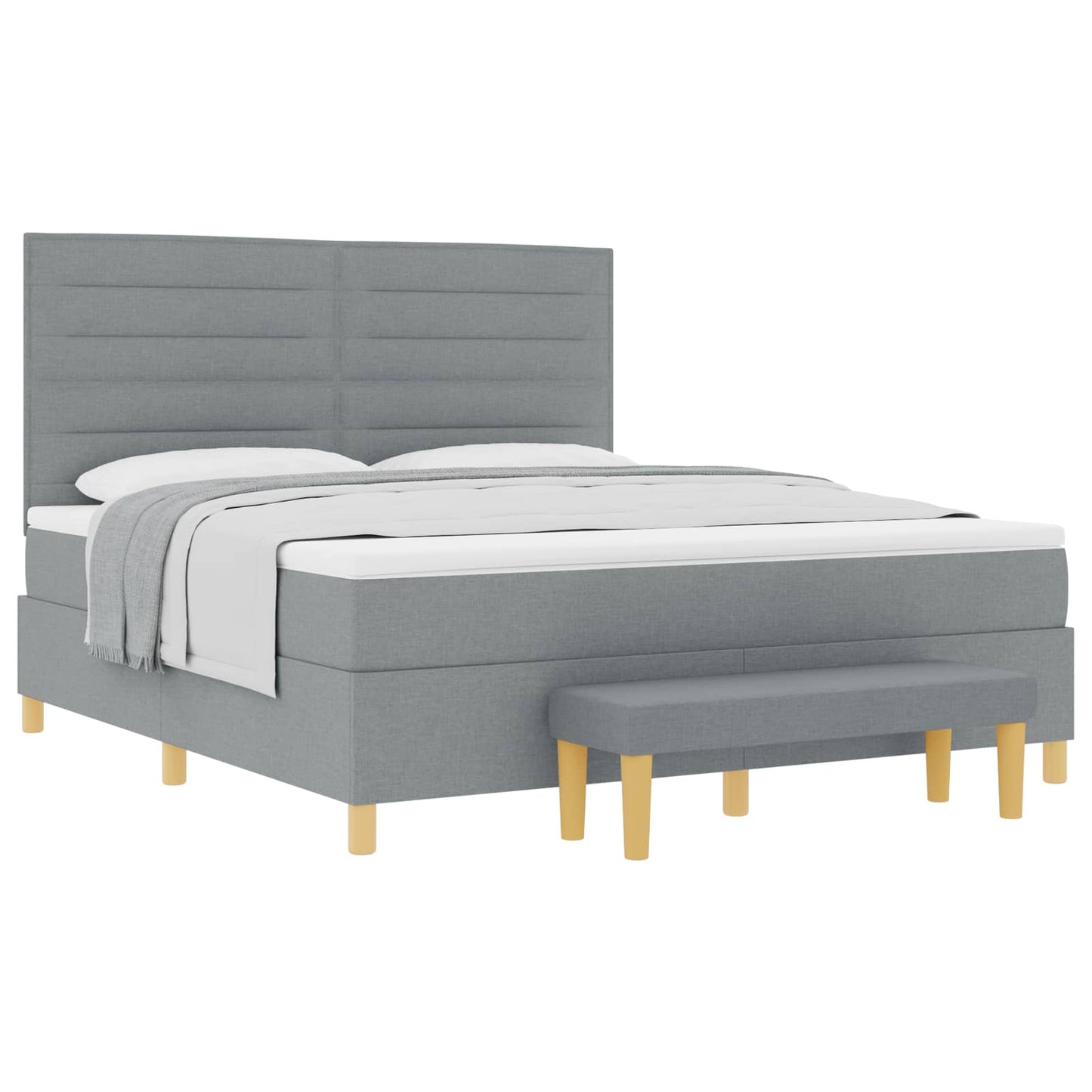 vidaXL Κρεβάτι με ελατήρια Ανοιχτό γκρι 200 x 180 cm ύφασμα