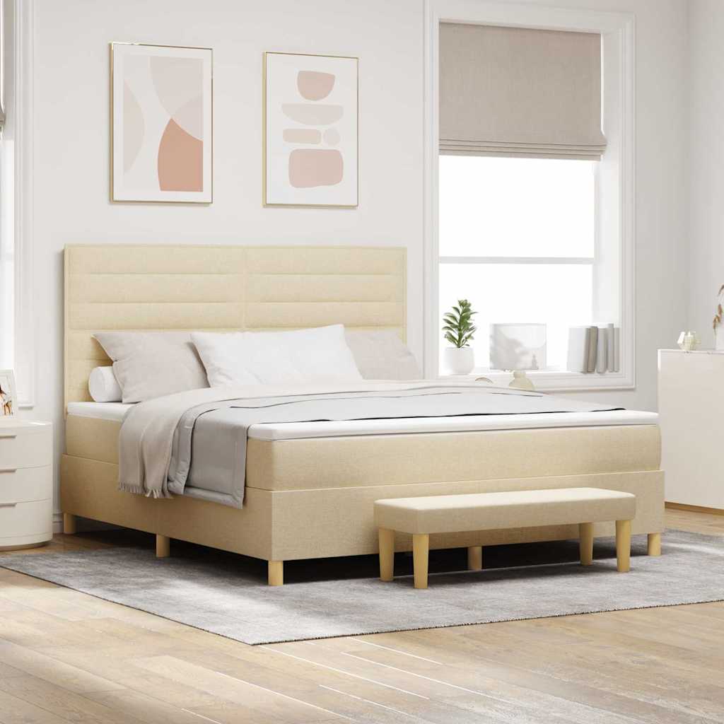 vidaXL Κρεβάτι με ελατήρια με κεφαλάρι Κρεμ 200 x 180 cm ύφασμα