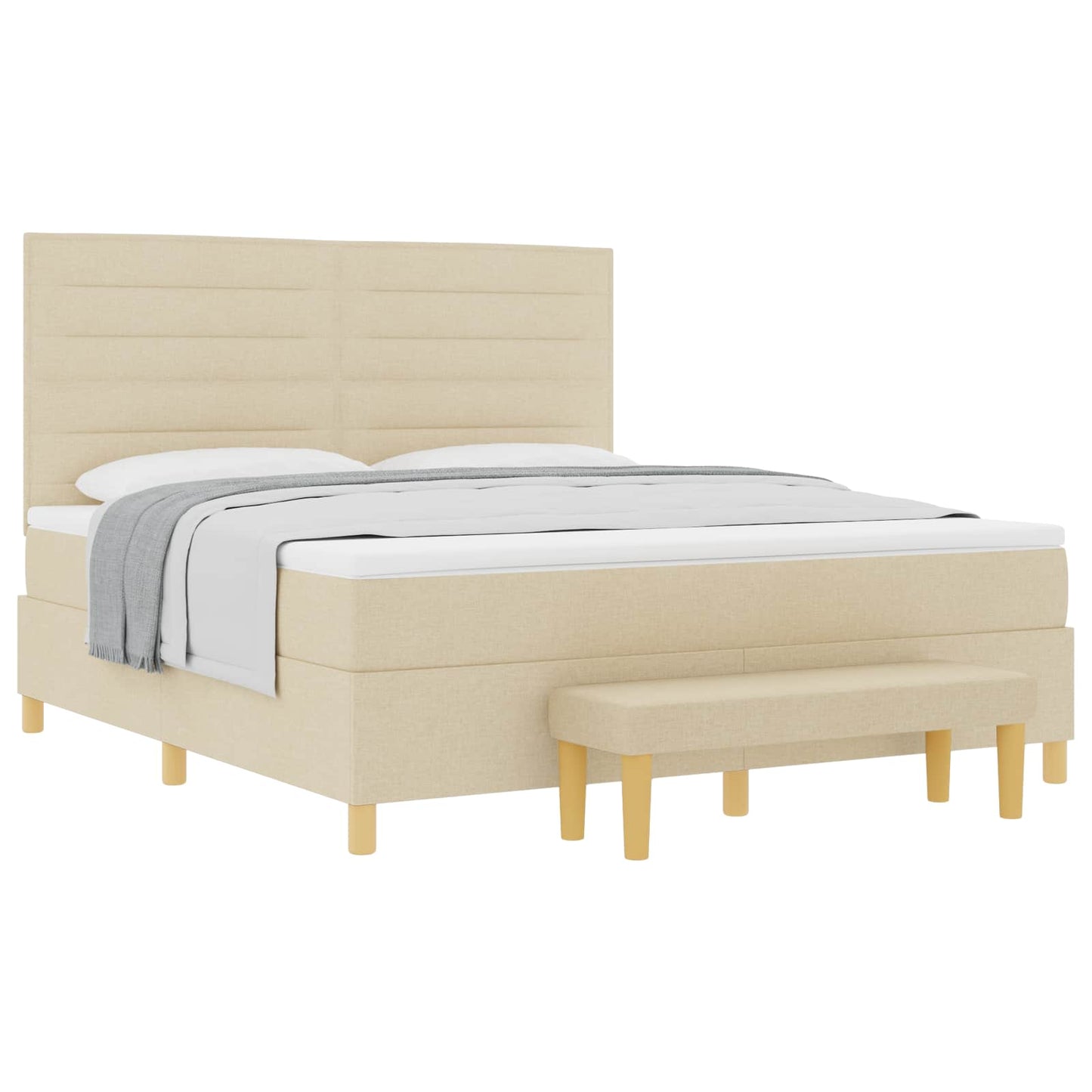 vidaXL Κρεβάτι με ελατήρια με κεφαλάρι Κρεμ 200 x 180 cm ύφασμα