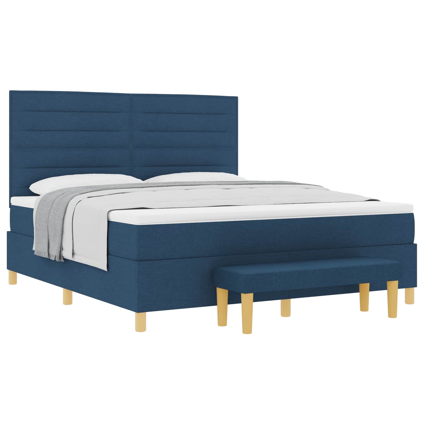 vidaXL Κρεβάτι με ελατήρια με κεφαλάρι Μπλε 200 x 180 cm ύφασμα