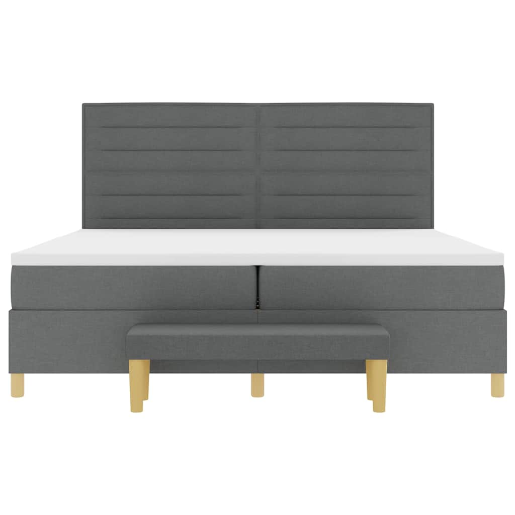 vidaXL Κρεβάτι με ελατήρια με στρώμα Σκούρο Γκρι 200 x 200 cm ύφασμα