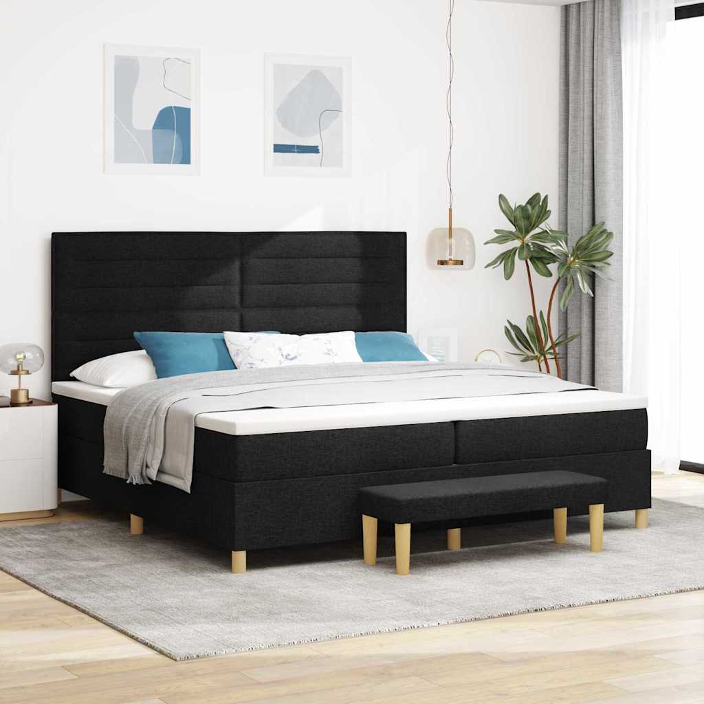 vidaXL Κρεβάτι με ελατήρια με στρώμα Μαύρο 200 x 200 cm ύφασμα