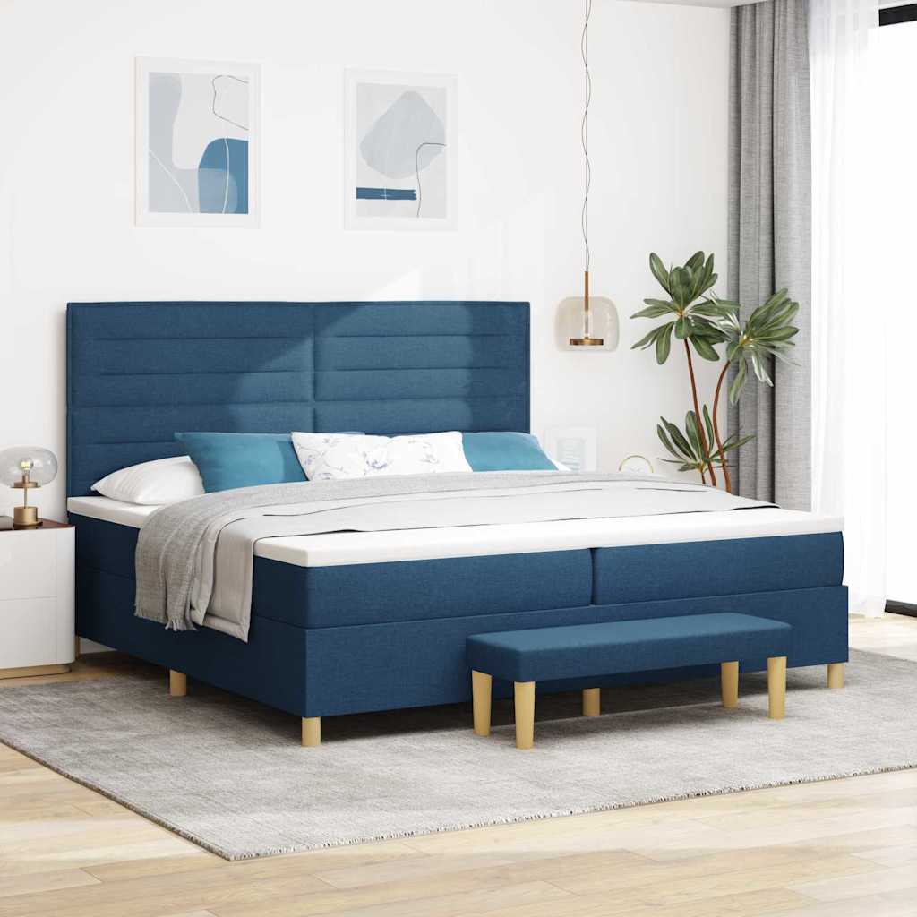 vidaXL Κρεβάτι με ελατήρια με στρώμα Μπλε 200 x 200 cm ύφασμα