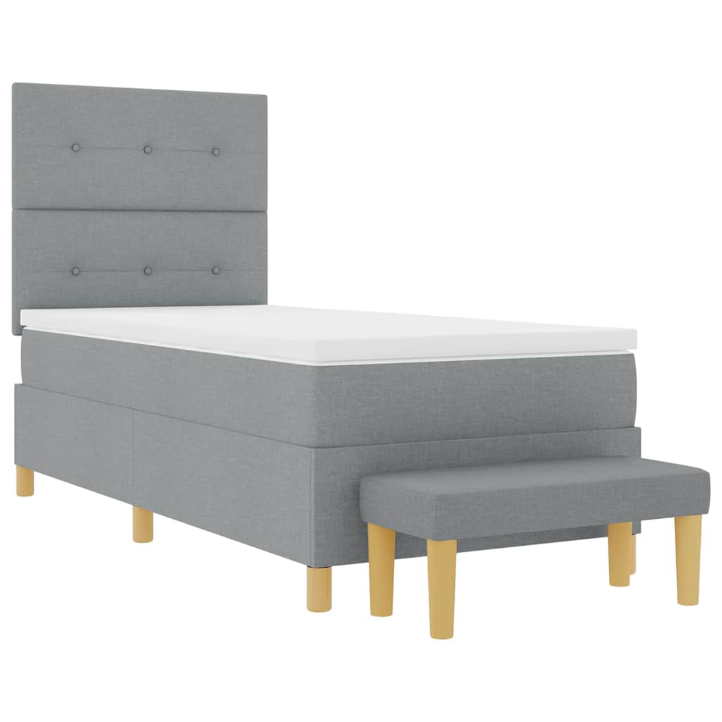 vidaXL Κρεβάτι με ελατήρια Ανοιχτό γκρι 200 x 100 cm ύφασμα