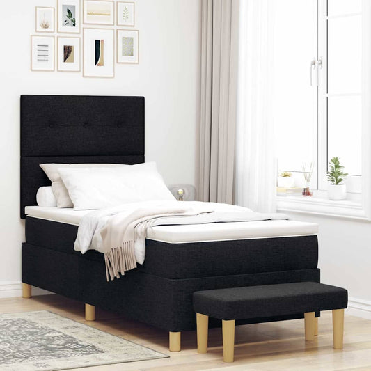 vidaXL Κρεβάτι με ελατήρια με μαξιλάρι Μαύρο 200 x 100 cm ύφασμα