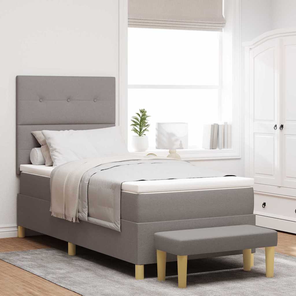 vidaXL Κρεβάτι με ελατήρια με μαξιλάρι Taupe 200 x 100 cm ύφασμα