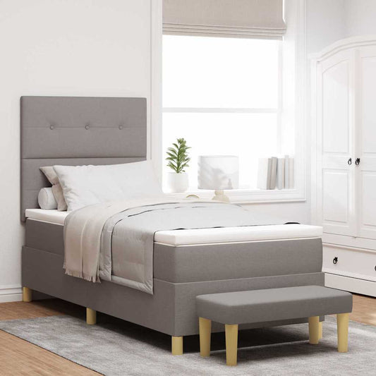 vidaXL Κρεβάτι με ελατήρια με μαξιλάρι Taupe 200 x 100 cm ύφασμα