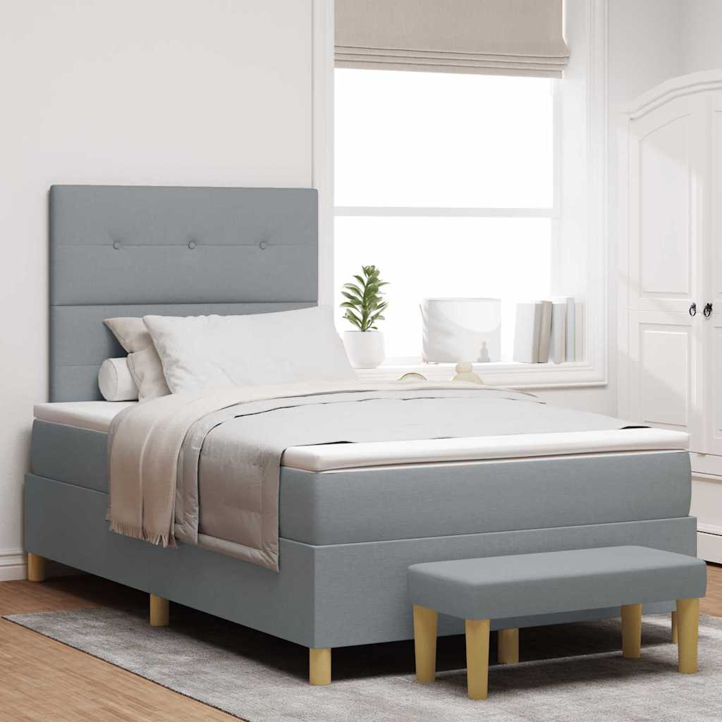 vidaXL Κρεβάτι με ελατήρια Ανοιχτό γκρι 120 x 200 cm ύφασμα