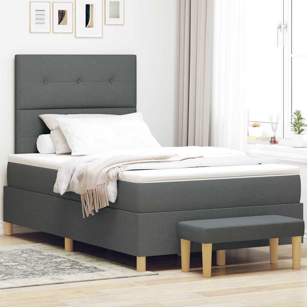 vidaXL Κρεβάτι με ελατήρια Σκούρο γκρι 200 x 120 εκατοστά ύφασμα