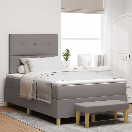 vidaXL Κρεβάτι με ελατήρια με κεφαλάρι Taupe 120 x 200 cm ύφασμα
