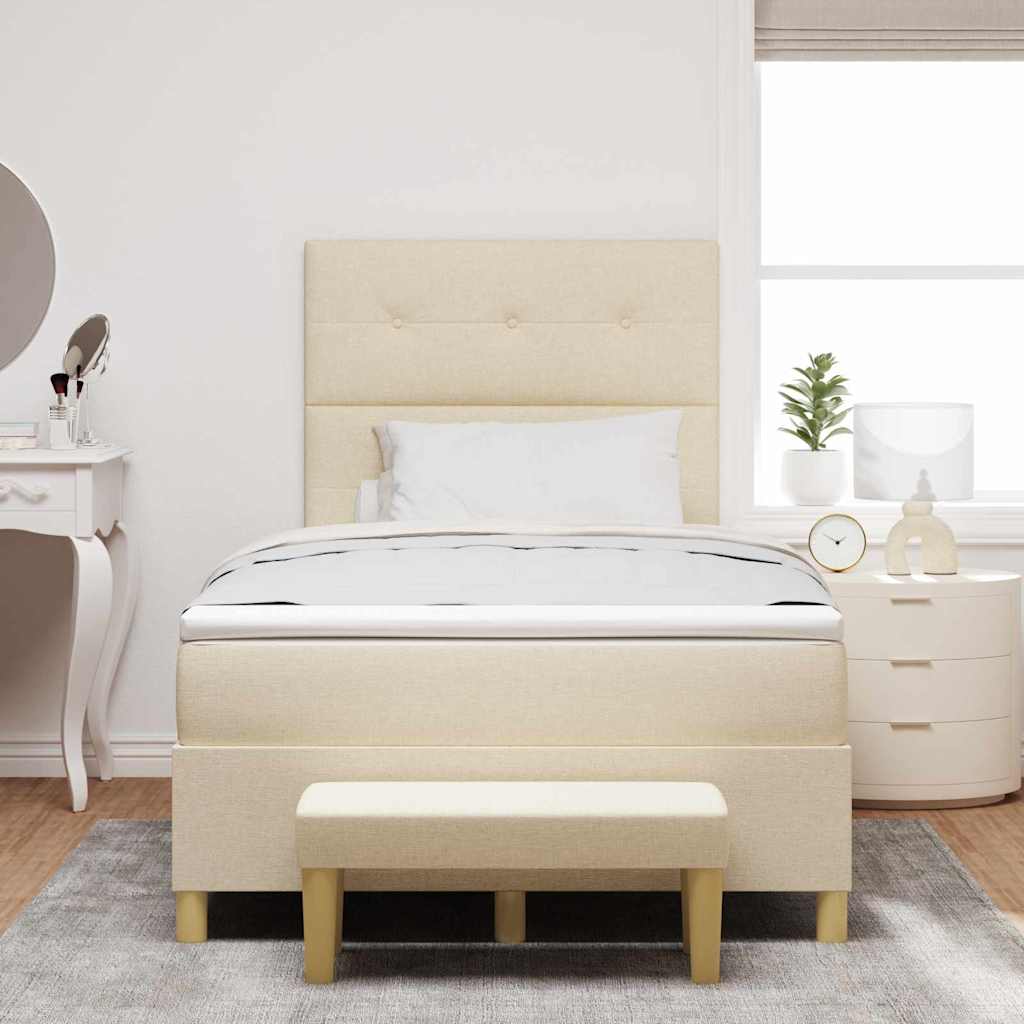 vidaXL Κρεβάτι με ελατήρια με κεφαλάρι Κρεμ 200 x 120 εκατοστά ύφασμα