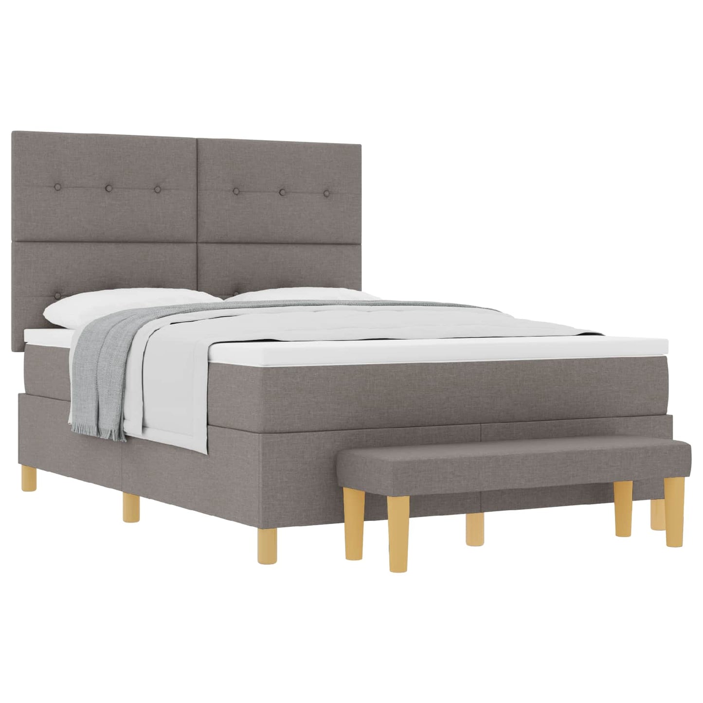 vidaXL Κρεβάτι με ελατήρια με κεφαλάρι Taupe 190 x 140 εκατοστά ύφασμα