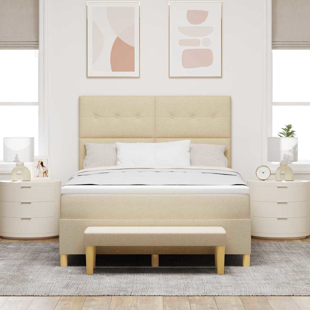 vidaXL Κρεβάτι με ελατήρια με κεφαλάρι Κρεμ 140 x 190 cm ύφασμα