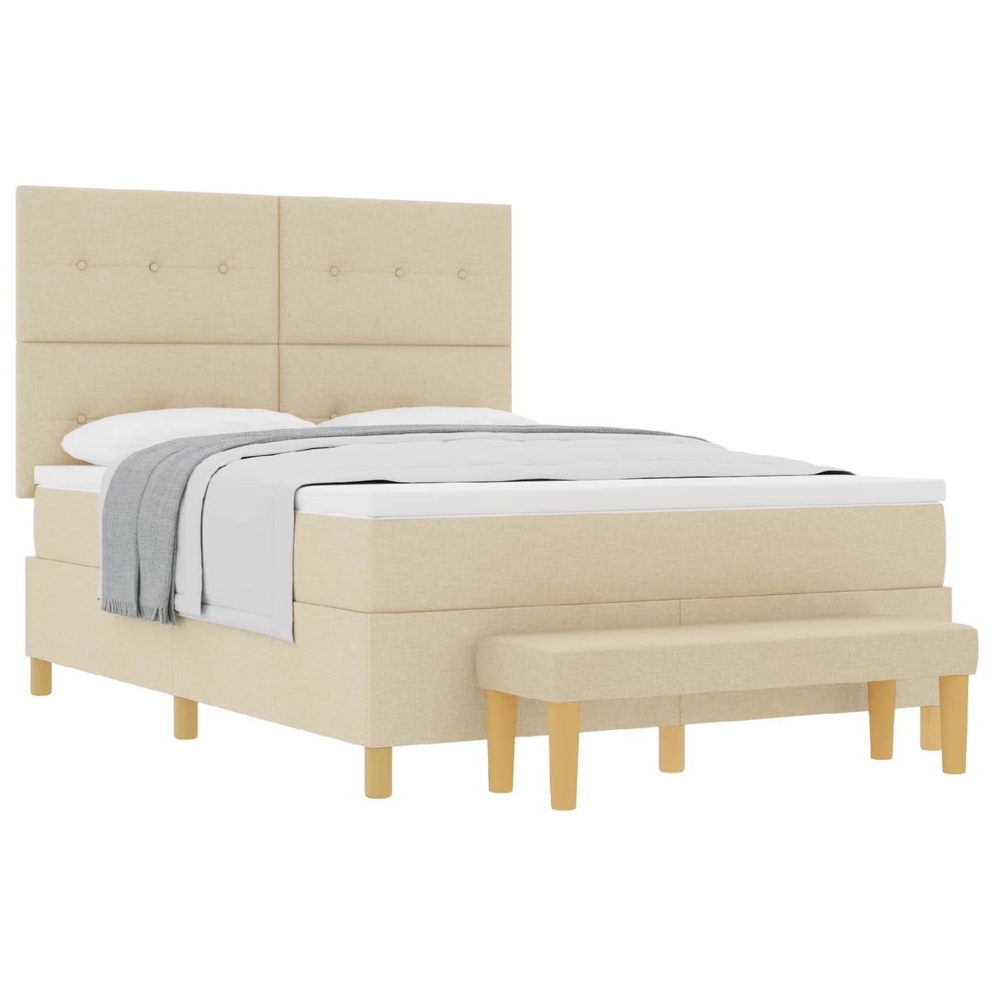 vidaXL Κρεβάτι με ελατήρια με κεφαλάρι Κρεμ 140 x 190 cm ύφασμα
