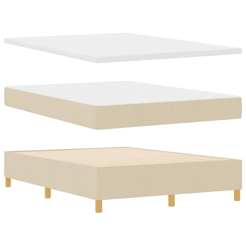 vidaXL Κρεβάτι με ελατήρια με κεφαλάρι Κρεμ 140 x 190 cm ύφασμα
