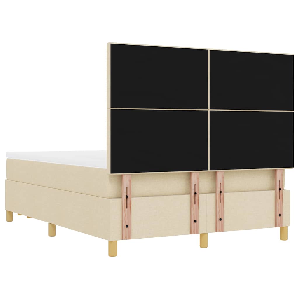 vidaXL Κρεβάτι με ελατήρια με κεφαλάρι Κρεμ 140 x 190 cm ύφασμα