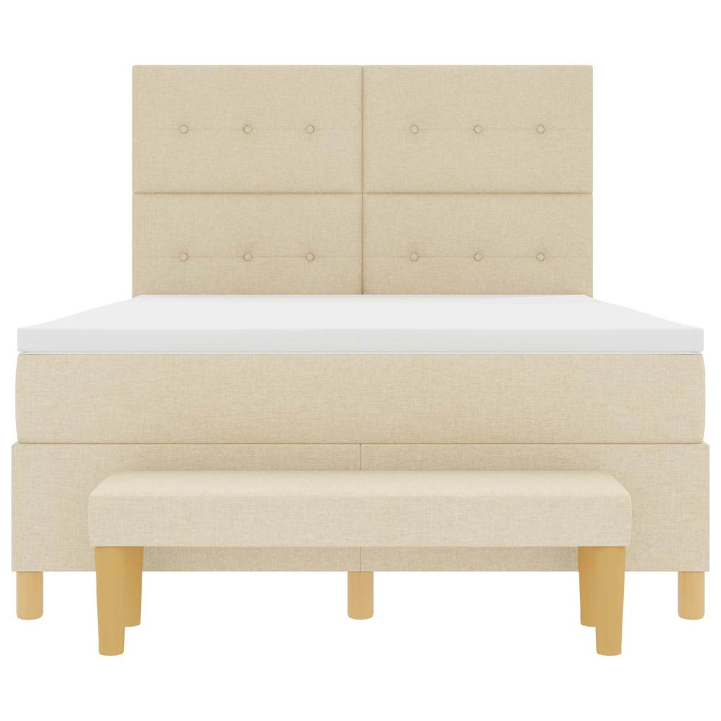 vidaXL Κρεβάτι με ελατήρια με κεφαλάρι Κρεμ 140 x 190 cm ύφασμα