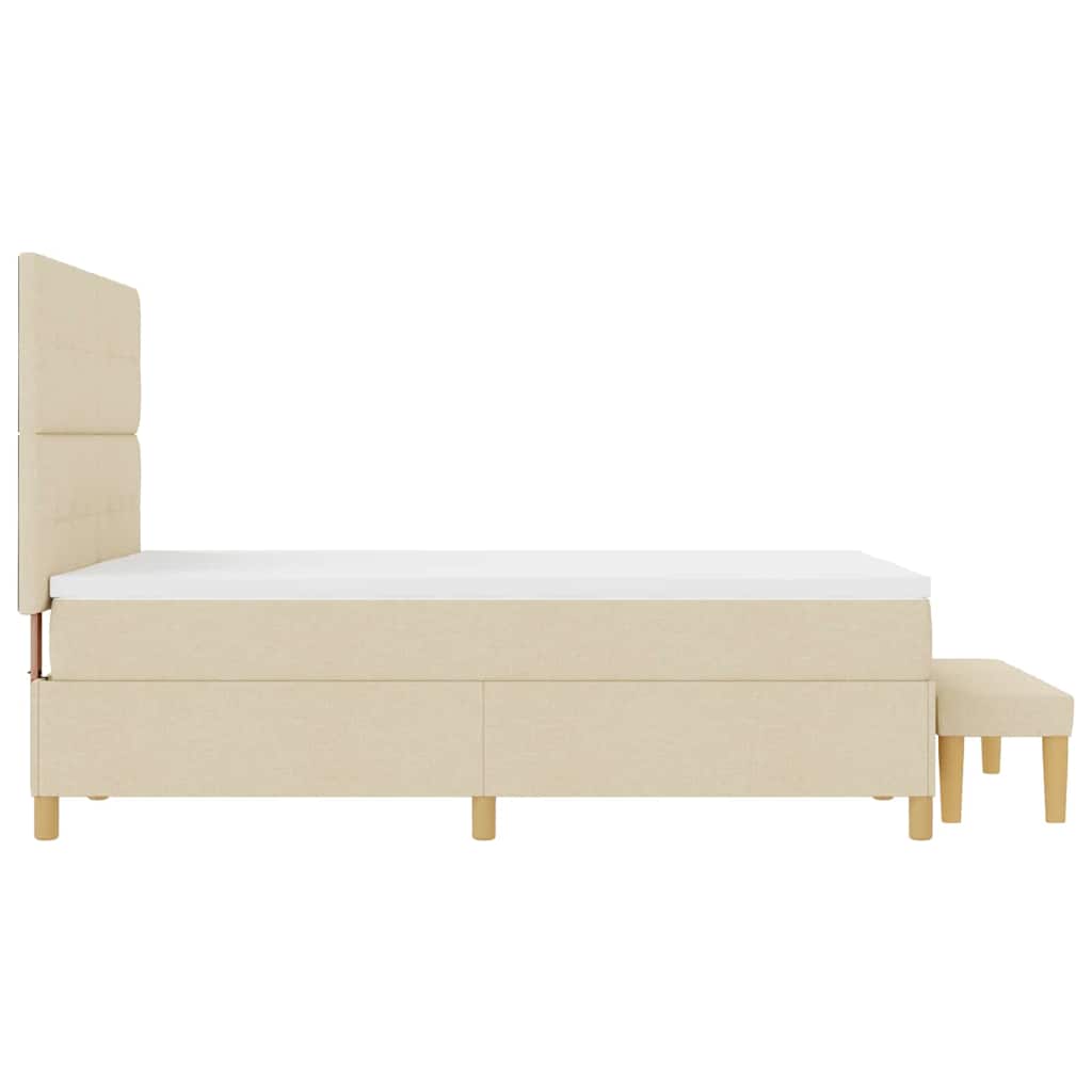vidaXL Κρεβάτι με ελατήρια με κεφαλάρι Κρεμ 140 x 190 cm ύφασμα