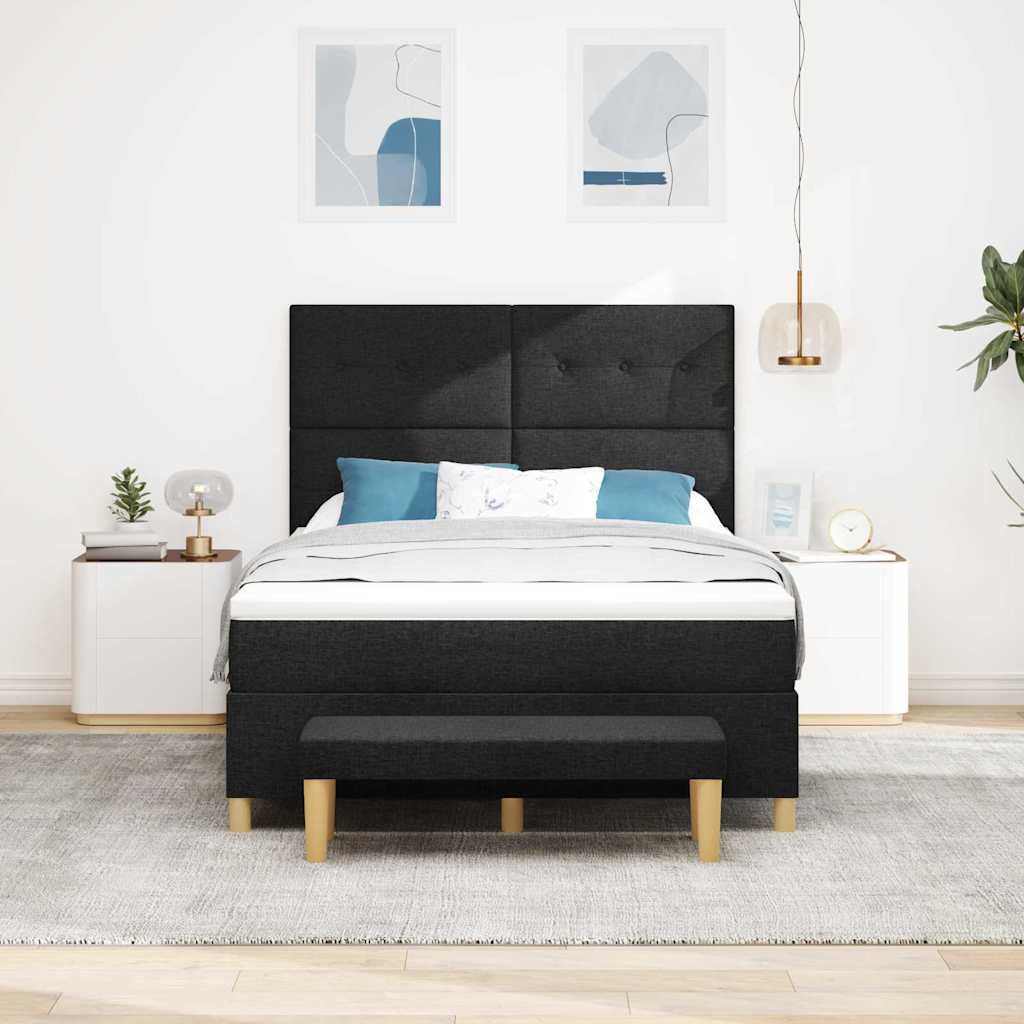 vidaXL Κρεβάτι με ελατήρια με κεφαλάρι Μαύρο 200 x 140 cm ύφασμα