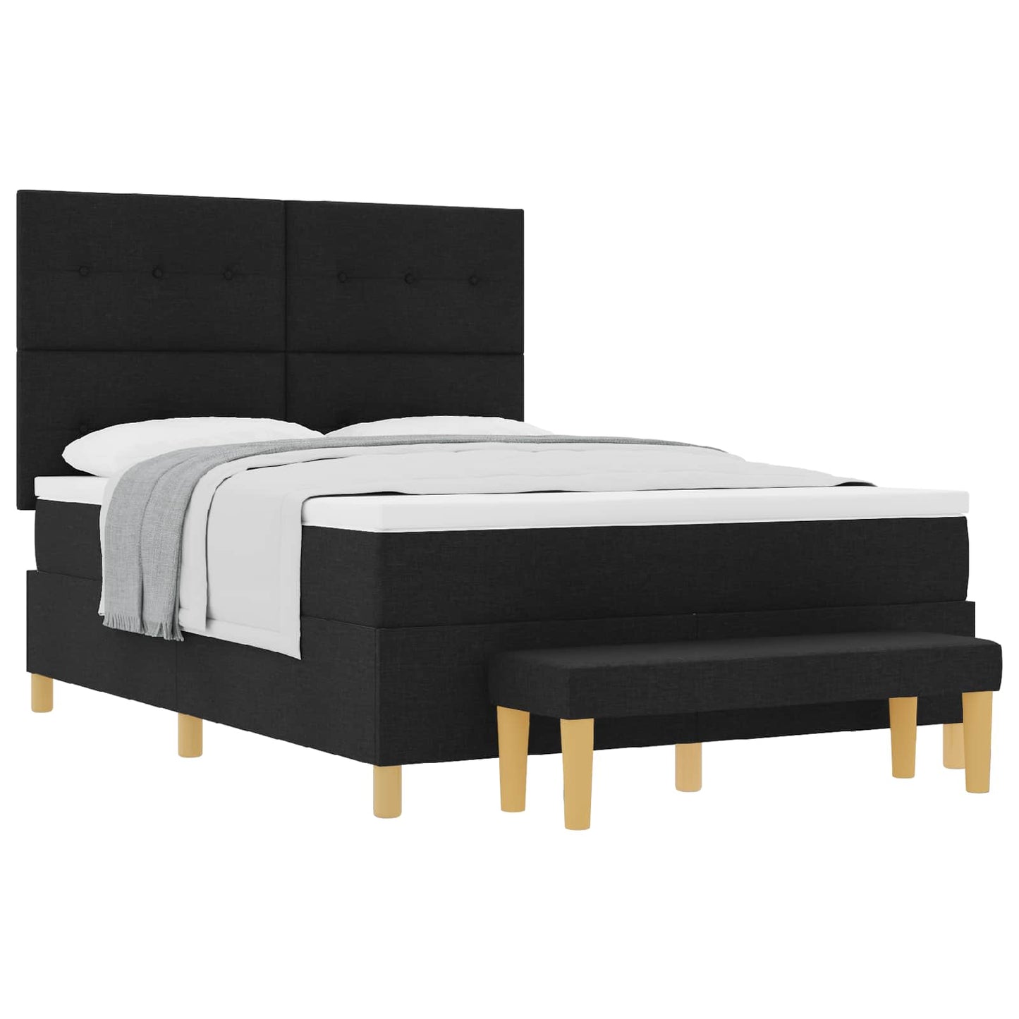 vidaXL Κρεβάτι με ελατήρια με κεφαλάρι Μαύρο 200 x 140 cm ύφασμα