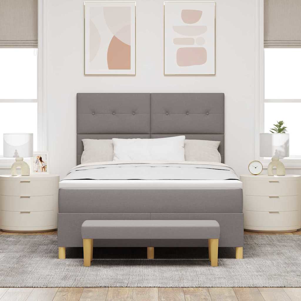 vidaXL Κρεβάτι με ελατήρια με κεφαλάρι Taupe 140 x 200 cm ύφασμα