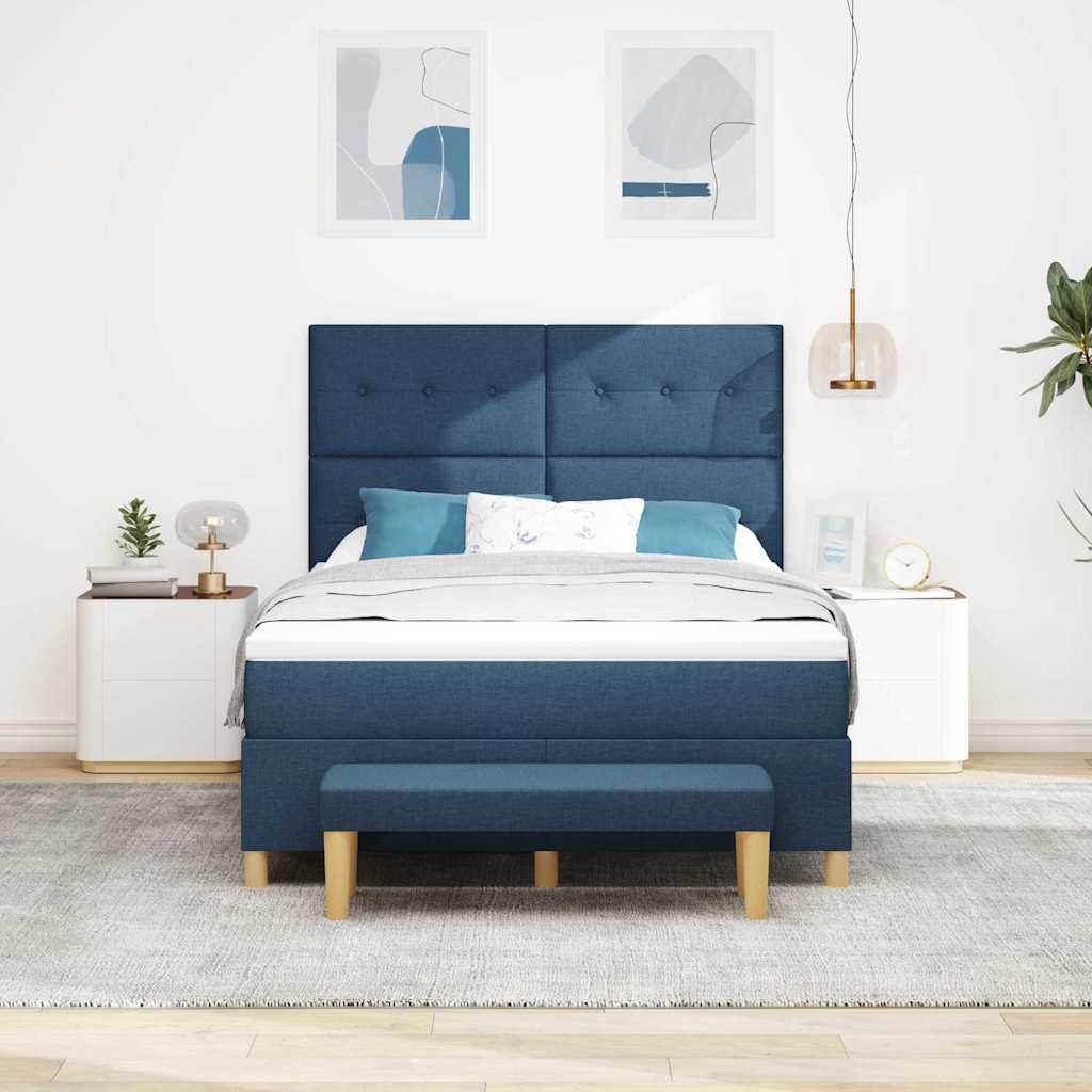 vidaXL Κρεβάτι με ελατήρια με κεφαλάρι Μπλε 200 x 140 cm ύφασμα