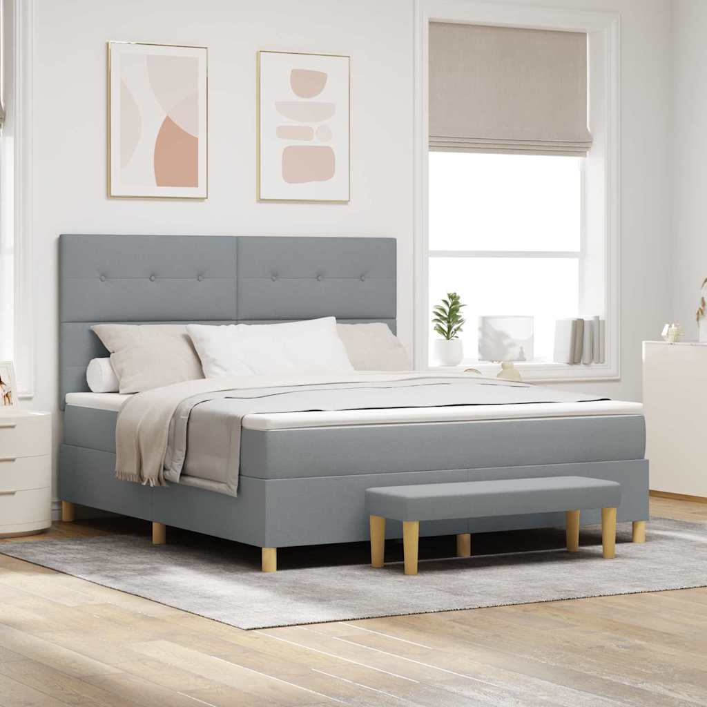 vidaXL Κρεβάτι με ελατήρια Ανοιχτό γκρι 200 x 180 cm ύφασμα
