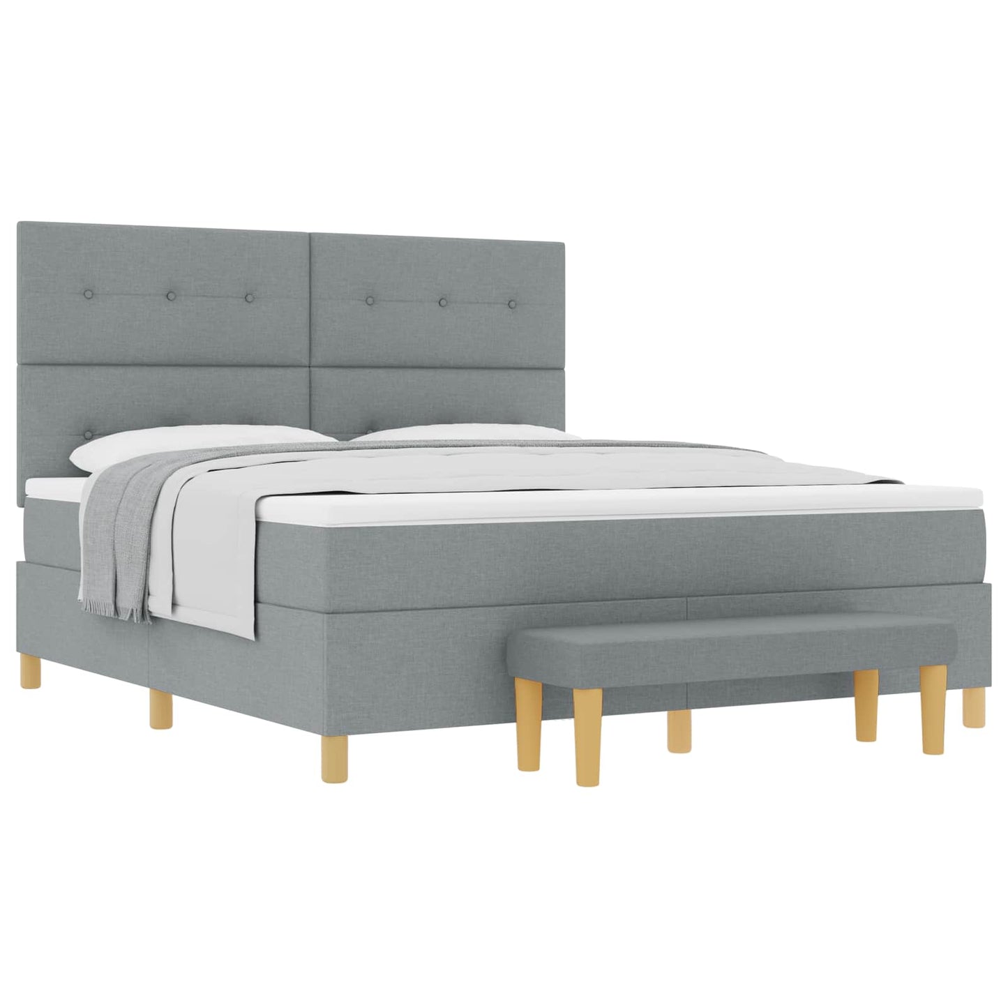 vidaXL Κρεβάτι με ελατήρια Ανοιχτό γκρι 200 x 180 cm ύφασμα