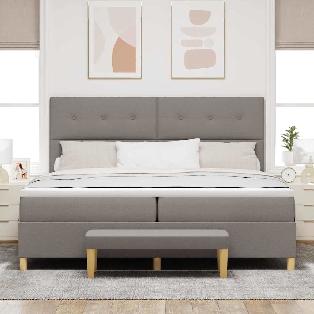 vidaXL Κρεβάτι με ελατήρια με κεφαλάρι Taupe 200 x 200 cm ύφασμα