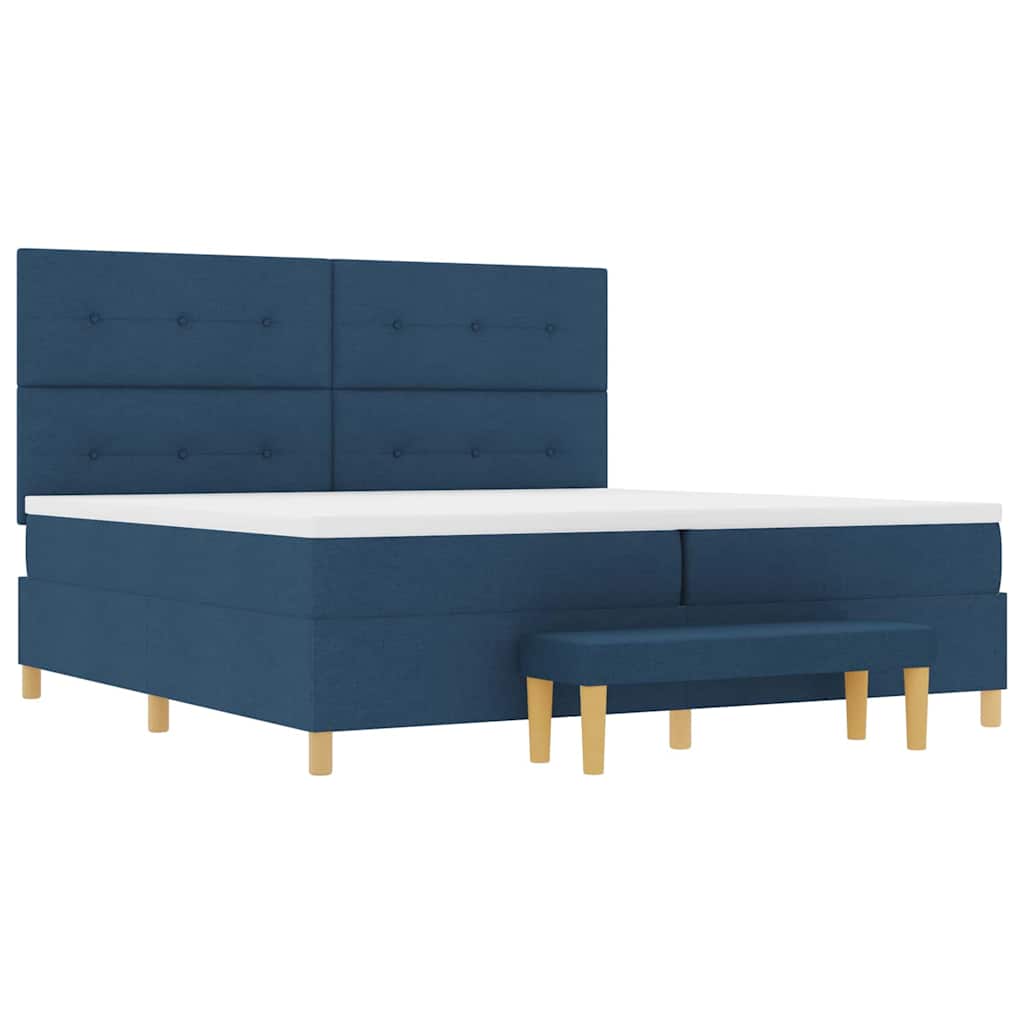 vidaXL Κρεβάτι με ελατήρια με κεφαλάρι Μπλε 200 x 200 cm ύφασμα