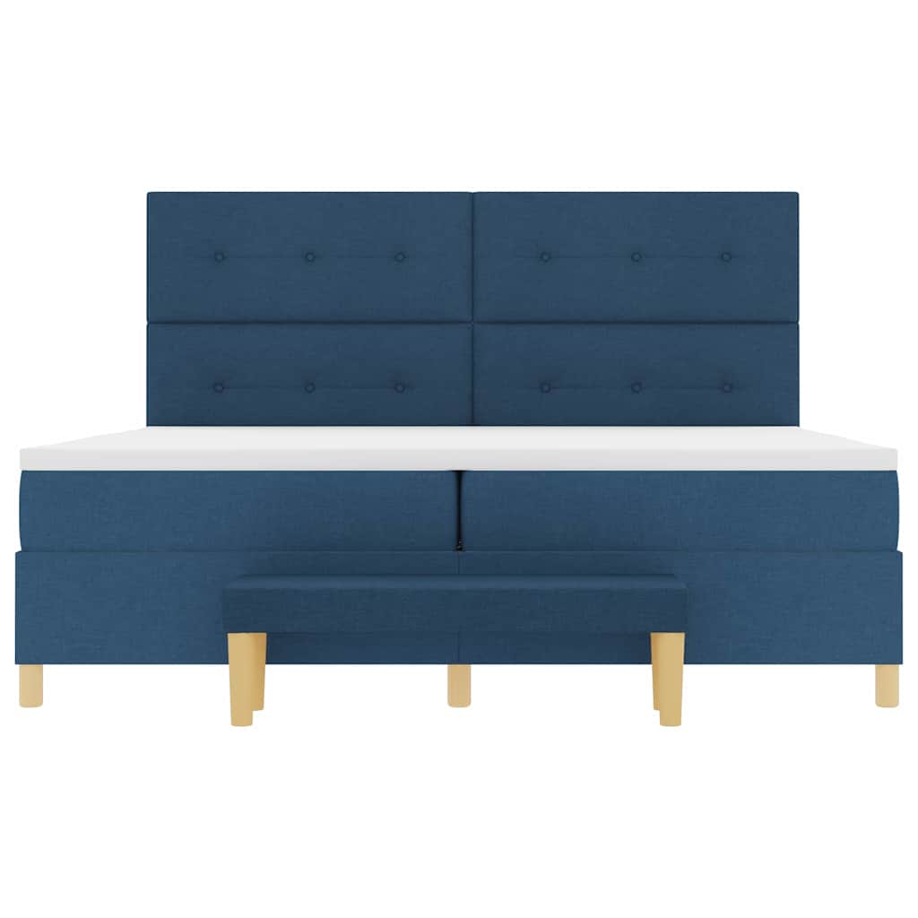 vidaXL Κρεβάτι με ελατήρια με κεφαλάρι Μπλε 200 x 200 cm ύφασμα