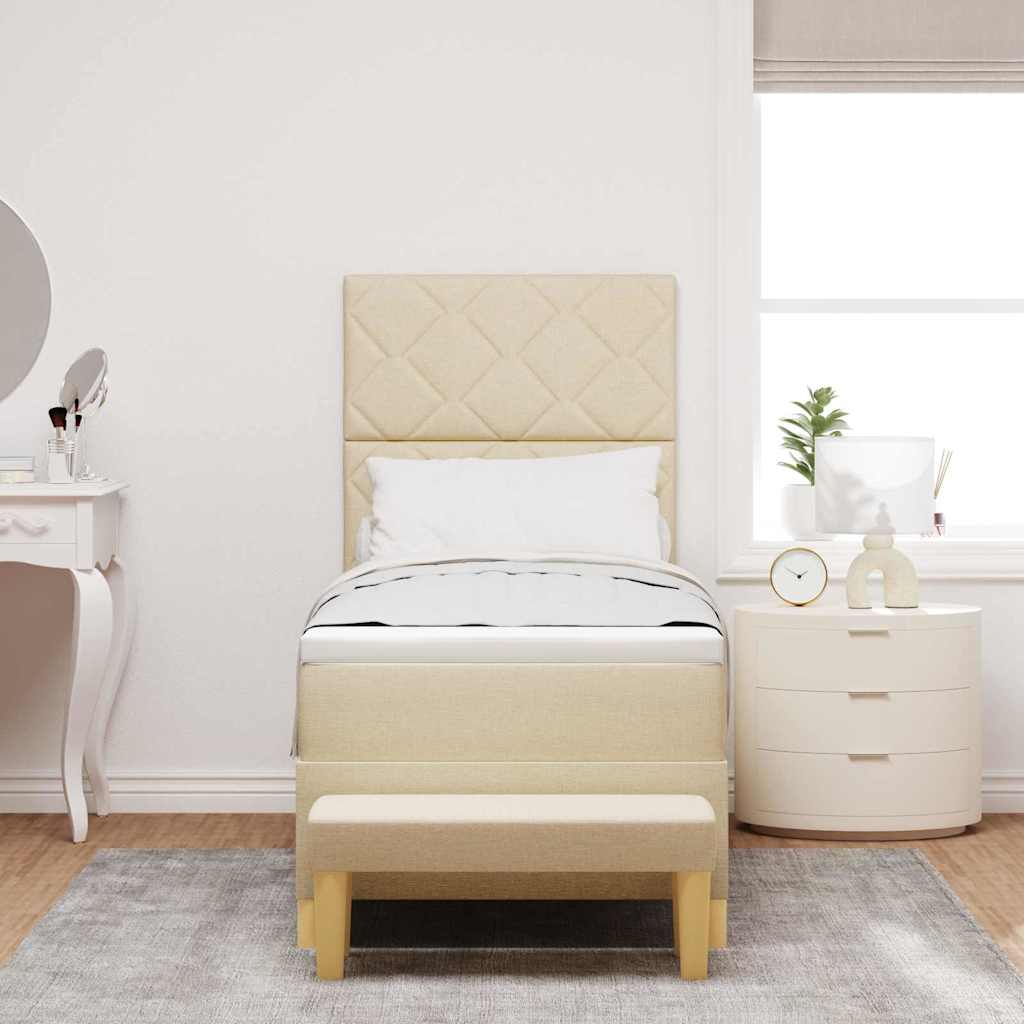 vidaXL Κρεβάτι με ελατήρια με στρώμα Κρεμ 80 x 200 cm ύφασμα