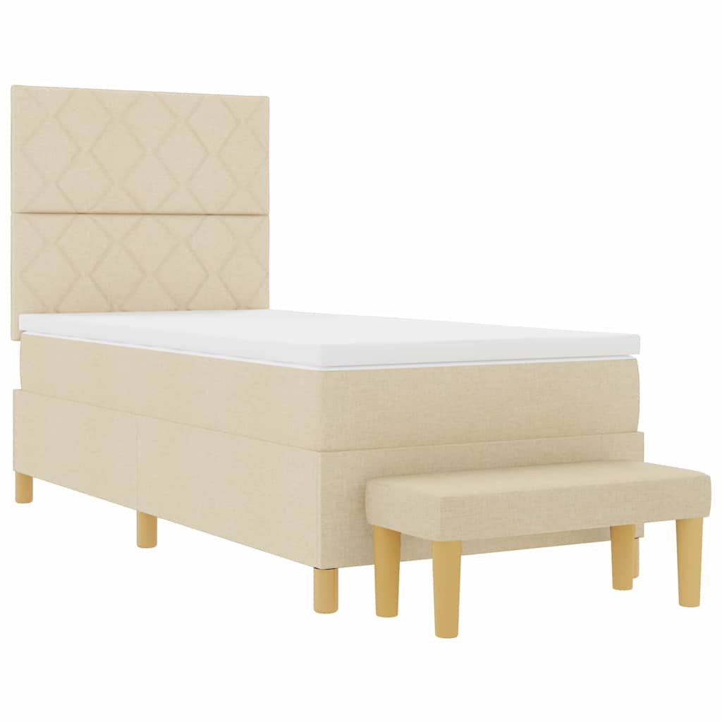 vidaXL Κρεβάτι με ελατήρια με μαξιλάρι Κρεμ 190 x 90 cm ύφασμα